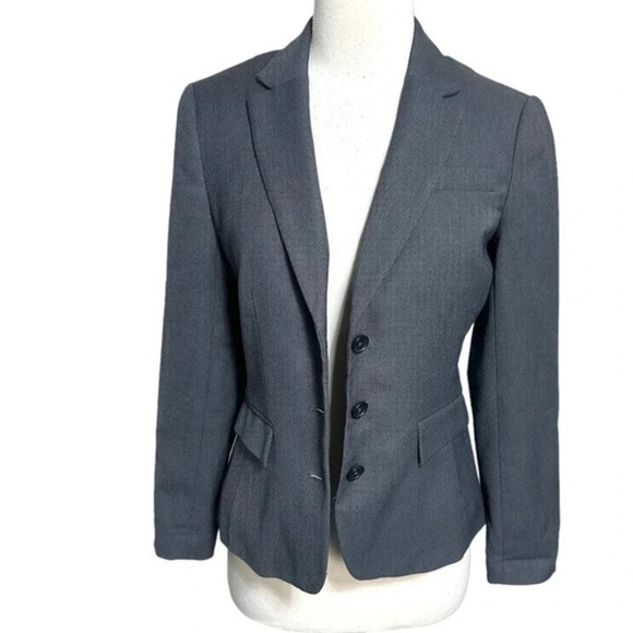 Banana Republic Factory 2P grey tweed stretch 3 button blazer - Picture 4 of 8